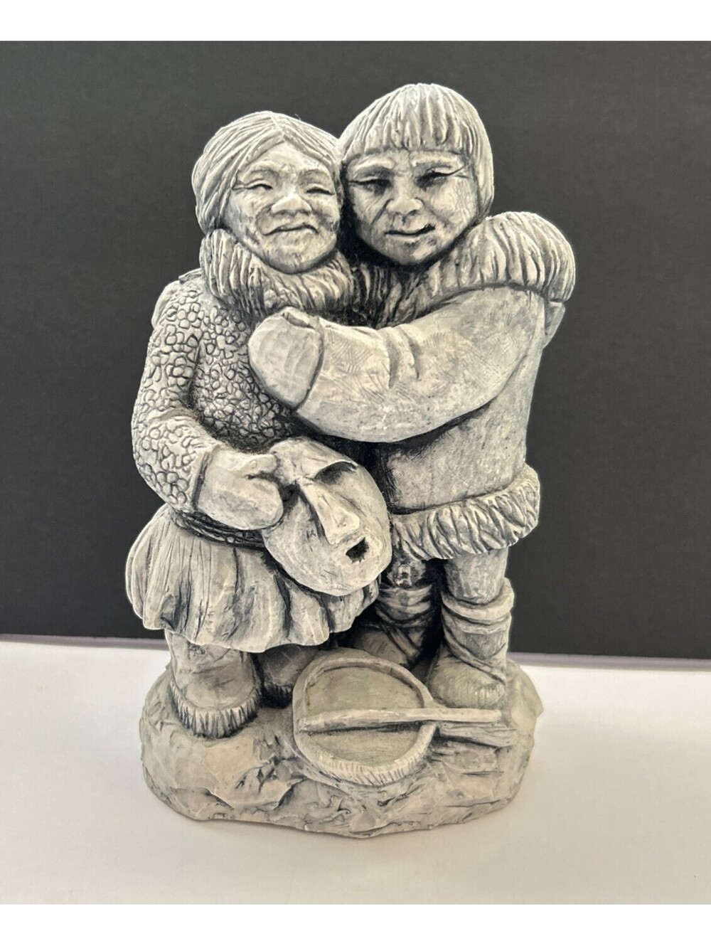Glacial Ice Age Sculpture, Crafted by Hand for A.C.E Alaska Eskimos hugging Love